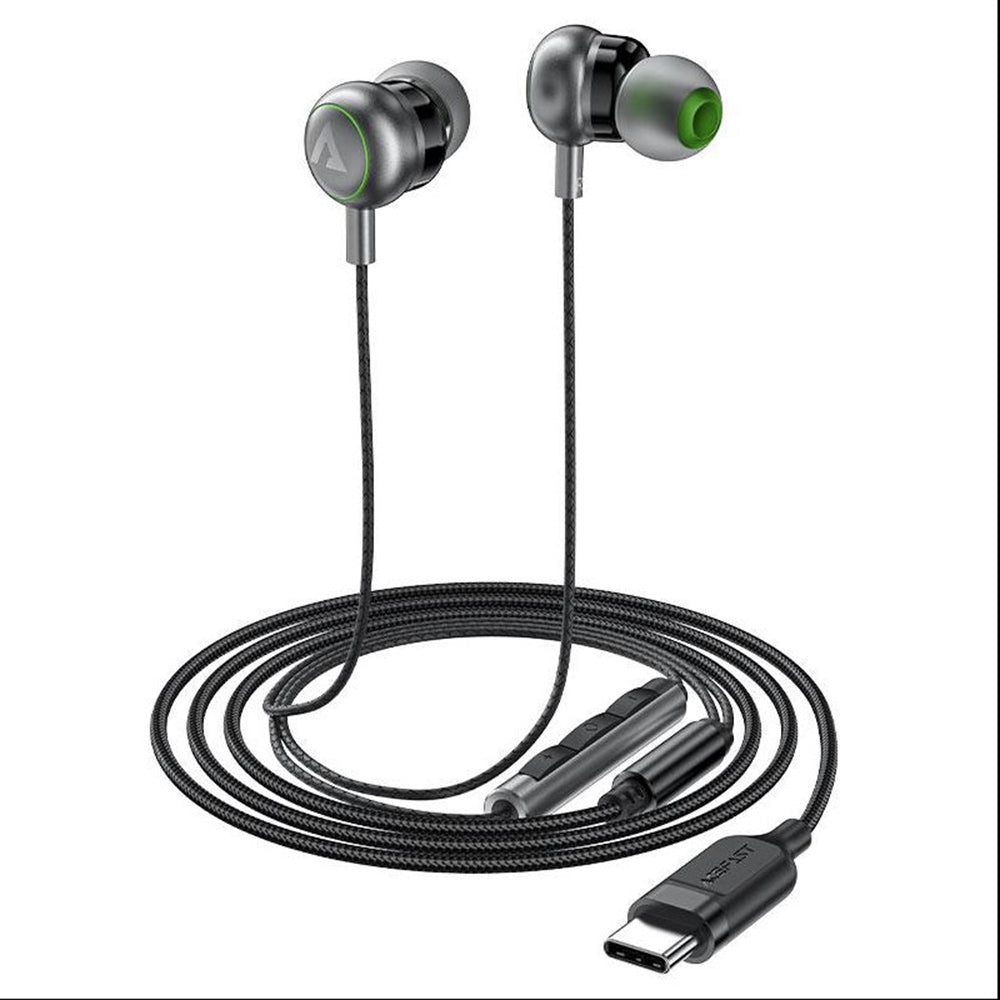 Acefast - Wired earphones (L5) - Type-C, In-ear, with Microphone, 1.2m - Black