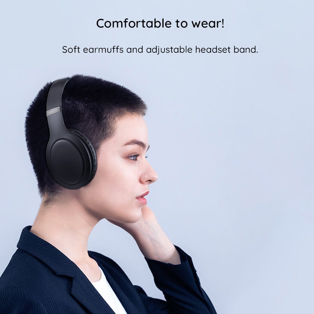Havit - Wireless Headphones (H633BT) - Bluetooth 5.1, 350mAh, Multipoint, HD Stereo Sound - Black