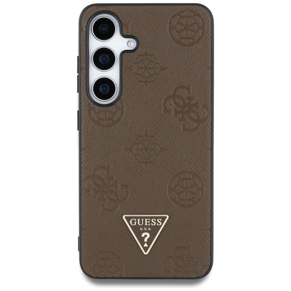Guess - Peony Grained Hot Stamp Triangle Logo MagSafe (GUHMS25SPGBTMW) - Samsung Galaxy S25 - Brown