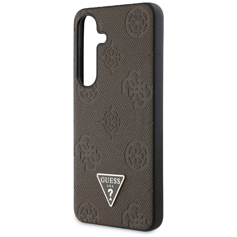 Guess - Peony Grained Hot Stamp Triangle Logo MagSafe (GUHMS25SPGBTMW) - Samsung Galaxy S25 - Brown