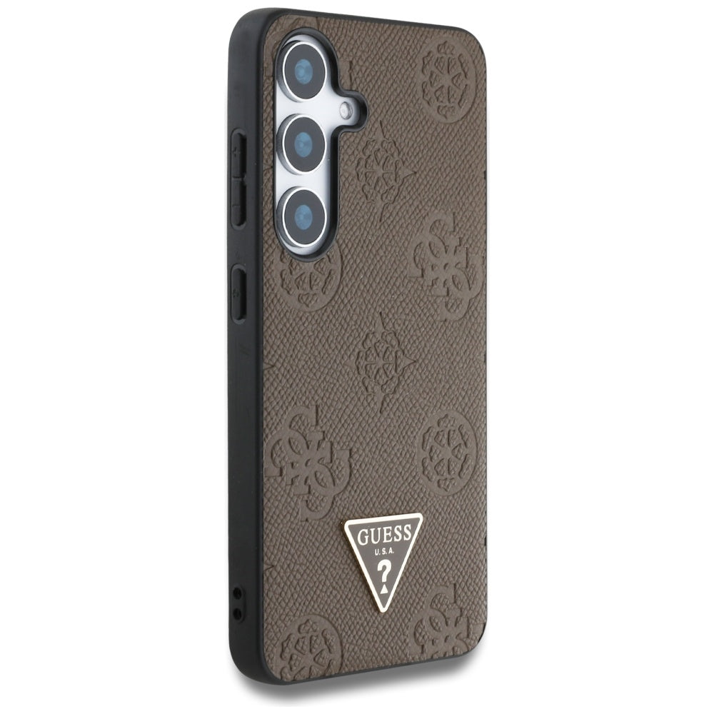 Guess - Peony Grained Hot Stamp Triangle Logo MagSafe (GUHMS25SPGBTMW) - Samsung Galaxy S25 - Brown