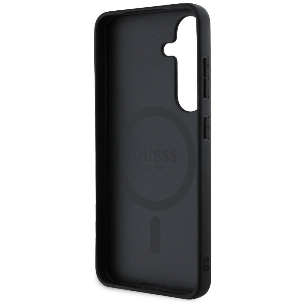 Guess - Peony Grained Hot Stamp Triangle Logo MagSafe (GUHMS25SPGBTMW) - Samsung Galaxy S25 - Brown