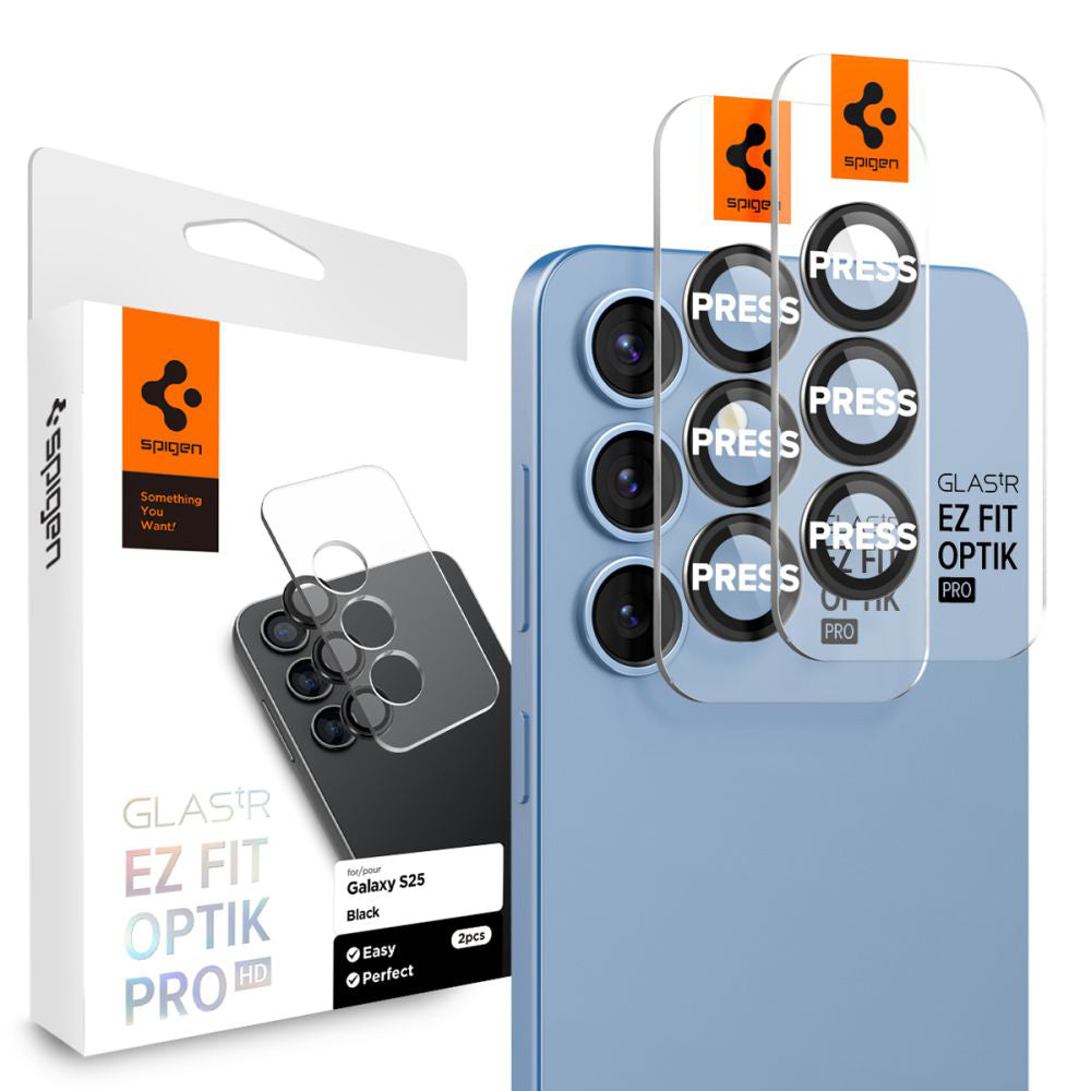 Spigen Folie de protectie Spigen (set de 2) Optik.tR EZ Fit Pro Camera Glass (AGL09092) compatibil cu Samsung Galaxy S25