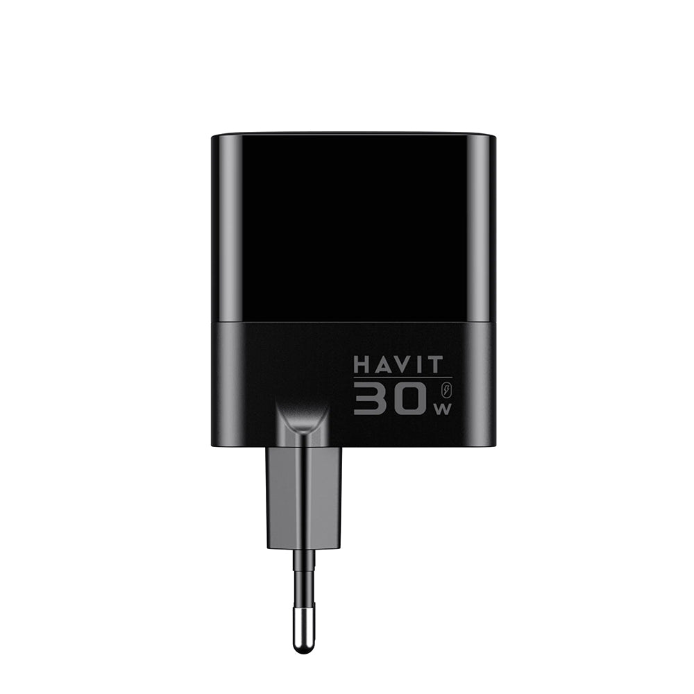 Havit - Wall Charger (UCLE001 EU) - 2x USB, Type-C, 30W, GaN Technology - Black