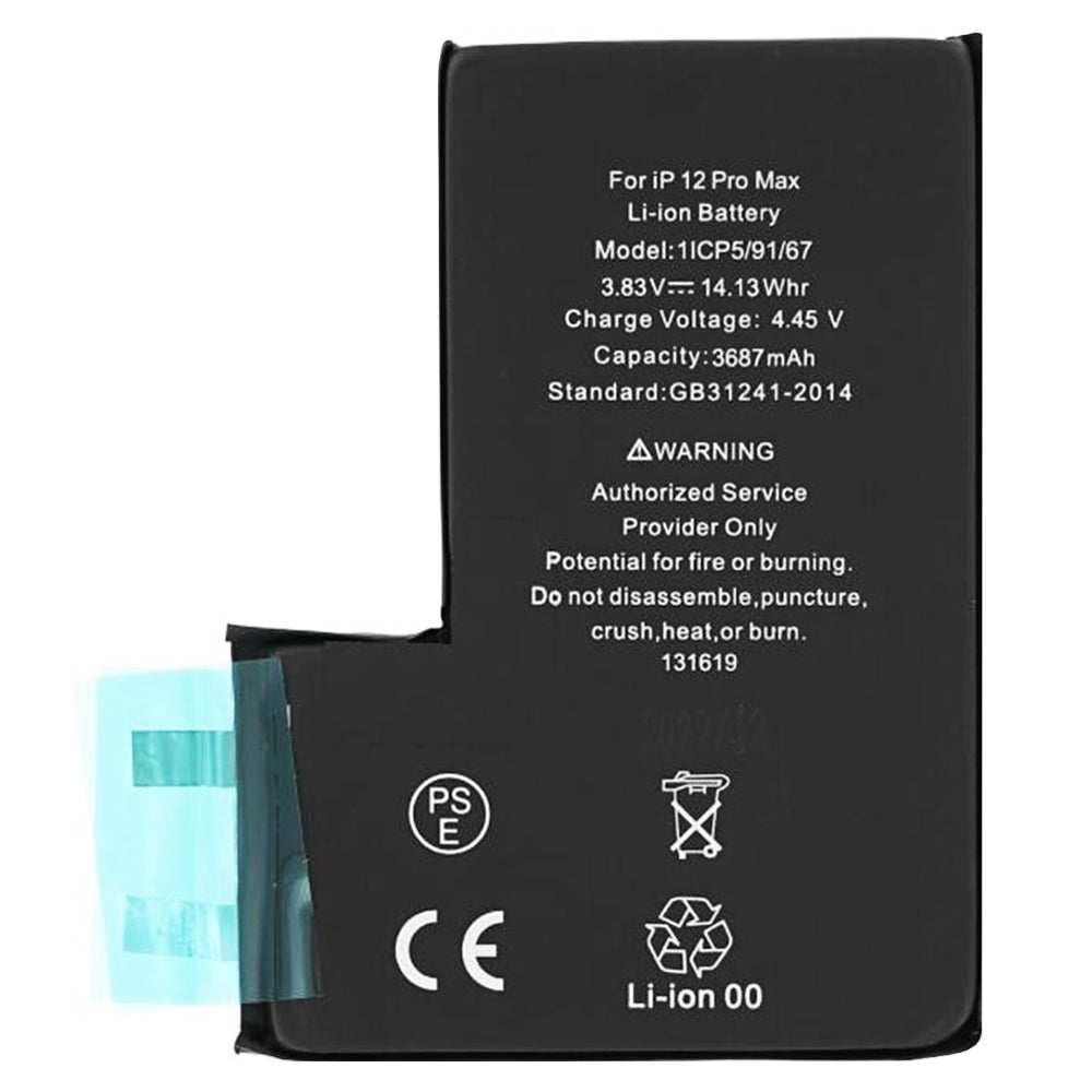 OEM - Smartphone Battery (18531) - without Flex-Cable - iPhone 12 Pro Max - 3687mAh - Black