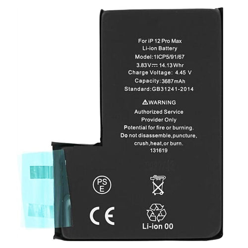 OEM - Smartphone Battery (18531) - without Flex-Cable - iPhone 12 Pro Max - 3687mAh - Black