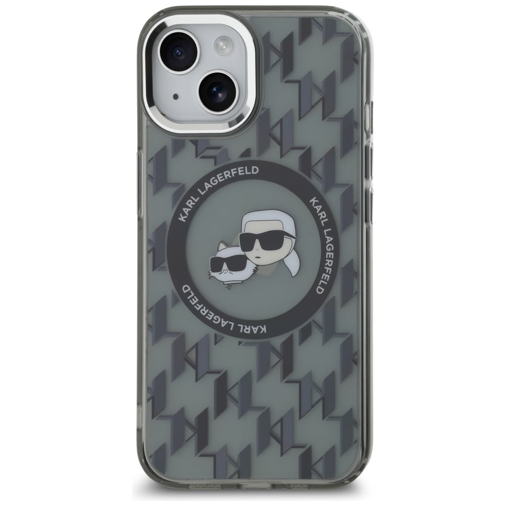 Karl Lagerfeld - IML MagSafe (KLHMP15MHMCKMHK) - iPhone 15 Plus - Black Monogram Karl&Choupette Head