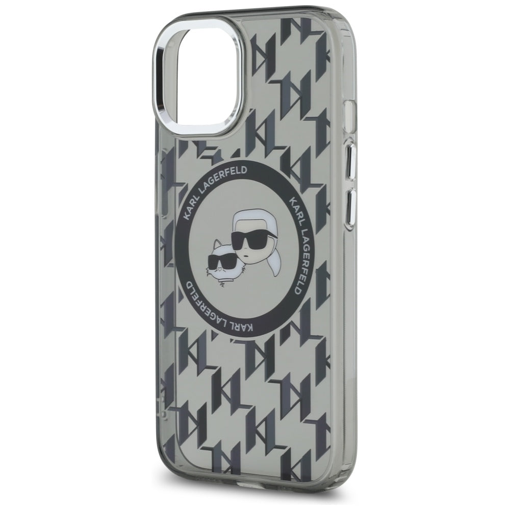 Karl Lagerfeld - IML MagSafe (KLHMP15MHMCKMHK) - iPhone 15 Plus - Black Monogram Karl&Choupette Head