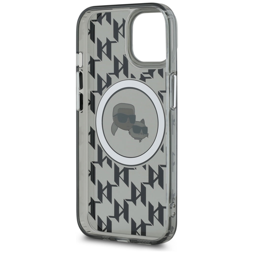 Karl Lagerfeld - IML MagSafe (KLHMP15MHMCKMHK) - iPhone 15 Plus - Black Monogram Karl&Choupette Head