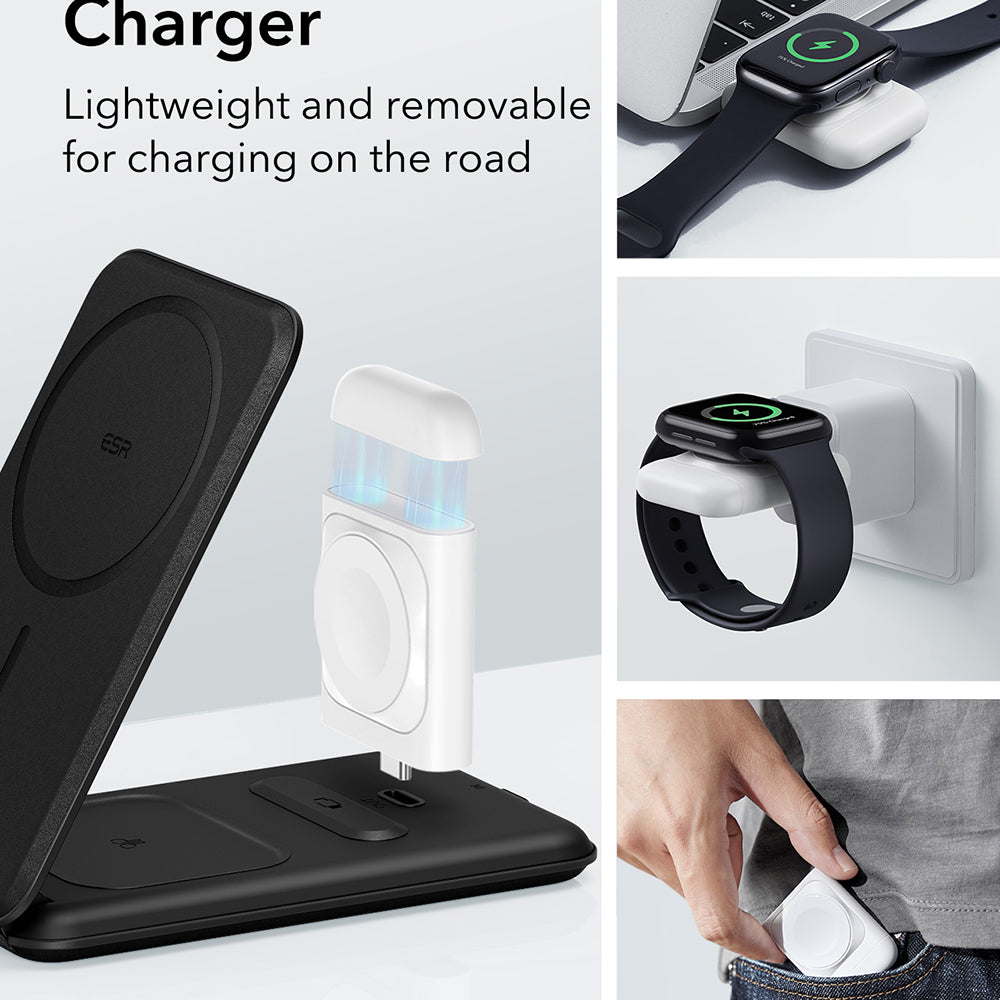 ESR - Premium Travel Wireless Charging Set (2C569) - with Bag Accessories, for iPhone, MFi Apple Watch, AirPods, Qi2 - W