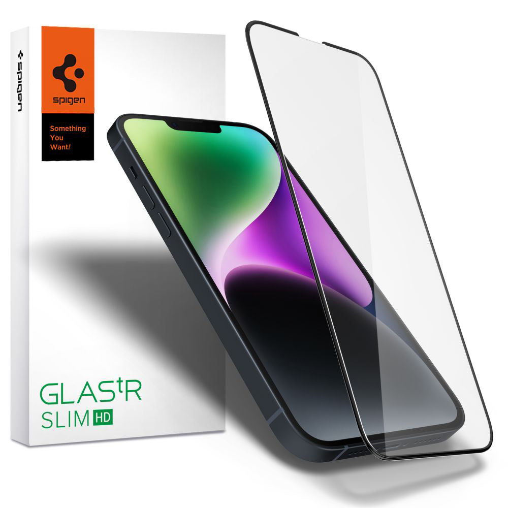 Spigen - Glas.tR Slim (AGL03392) - iPhone 13 / iPhone 13 Pro / iPhone 14 / iPhone 16e / iPhone 17e - Black