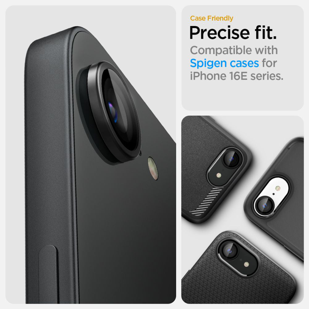 Spigen - (2 pack) Optik.tR EZ Fit Pro Camera Glass (AGL09279) - iPhone 16e / iPhone 17e - Black