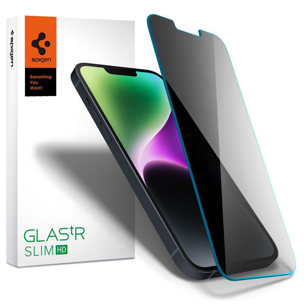 Spigen - Glas.tR Slim (AGL03393) - iPhone 13 / iPhone 13 Pro / iPhone 14 / iPhone 16e / iPhone 17e - Privacy