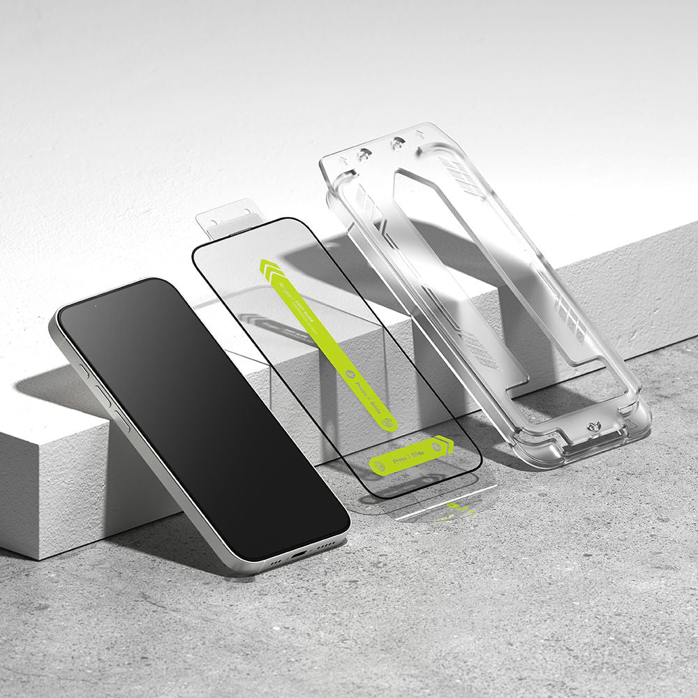 Ringke Folie de protectie Ringke Easy Slide Tempered Glass (set de 2) compatibil cu iPhone 16e / iPhone 17e, Negru – ima