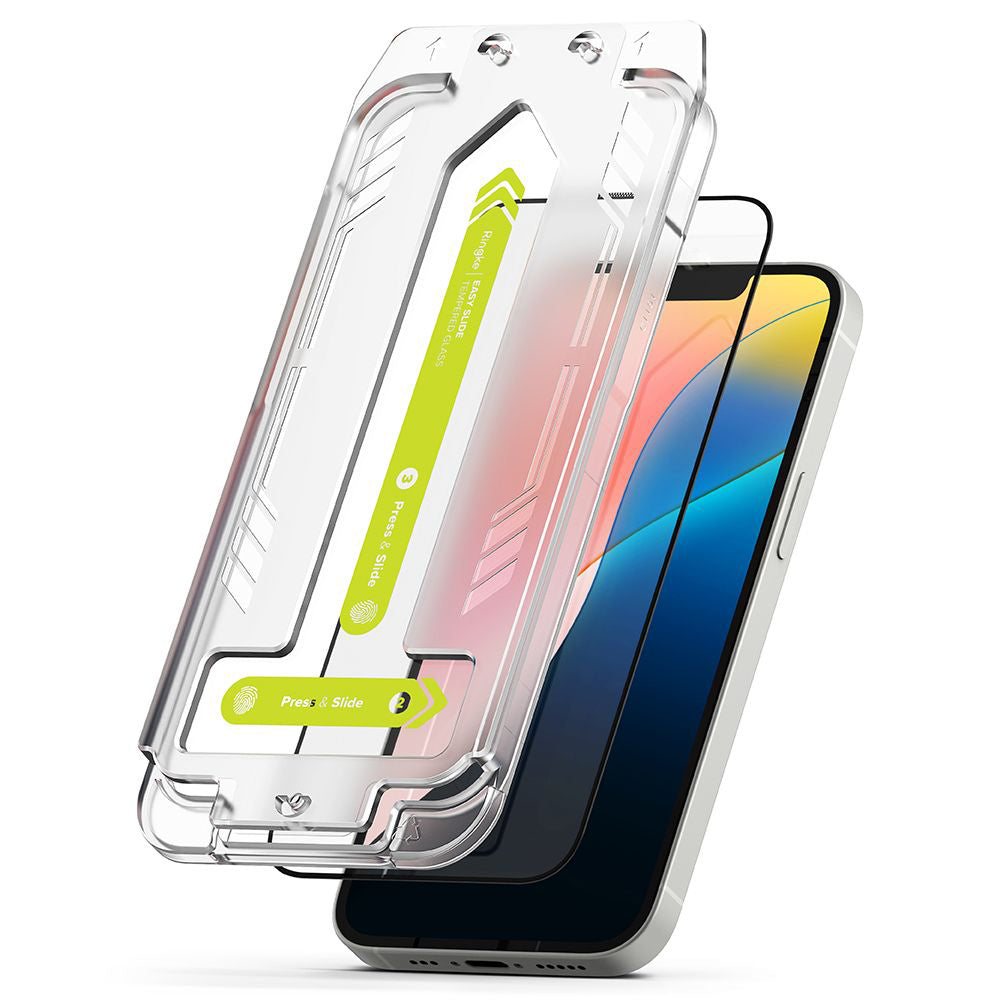 Ringke Folie de protectie Ringke Easy Slide Tempered Glass (set de 2) compatibil cu iPhone 16e / iPhone 17e, Negru – ima