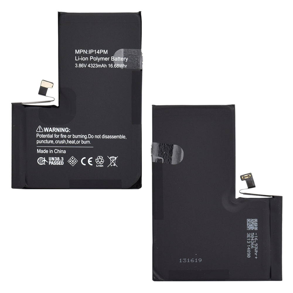 OEM - Smartphone Battery (20638) - Decoded with Extra IC (without Welding) - iPhone 14 Pro Max - 4323mAh - Black
