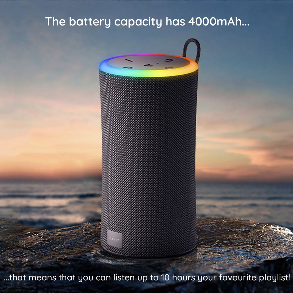 Havit - Wireless Speaker (SK833BT) - Type-C, Bluetooth 5.3, TWS, TF, USB, Hands-Free Calls, RGB Lights, IPX6, 4000mAh - 