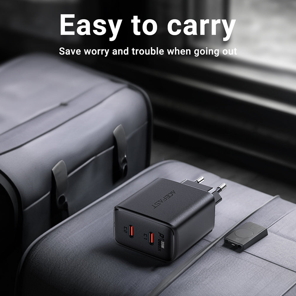Acefast - Wall Charger (A49) - 2x Type-C, Universal Charger, GaN Technology, PD35W - Black