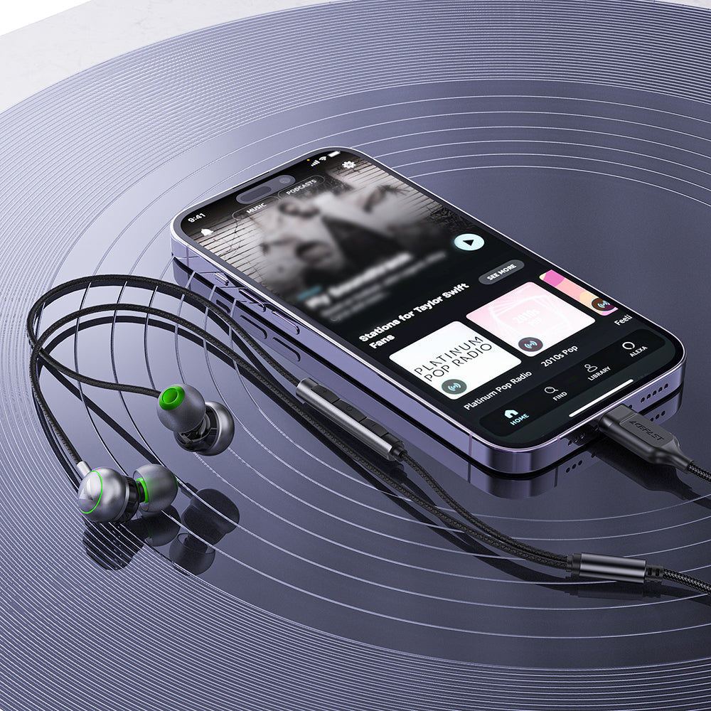 Acefast - Wired earphones (L5) - Type-C, In-ear, with Microphone, 1.2m - Black