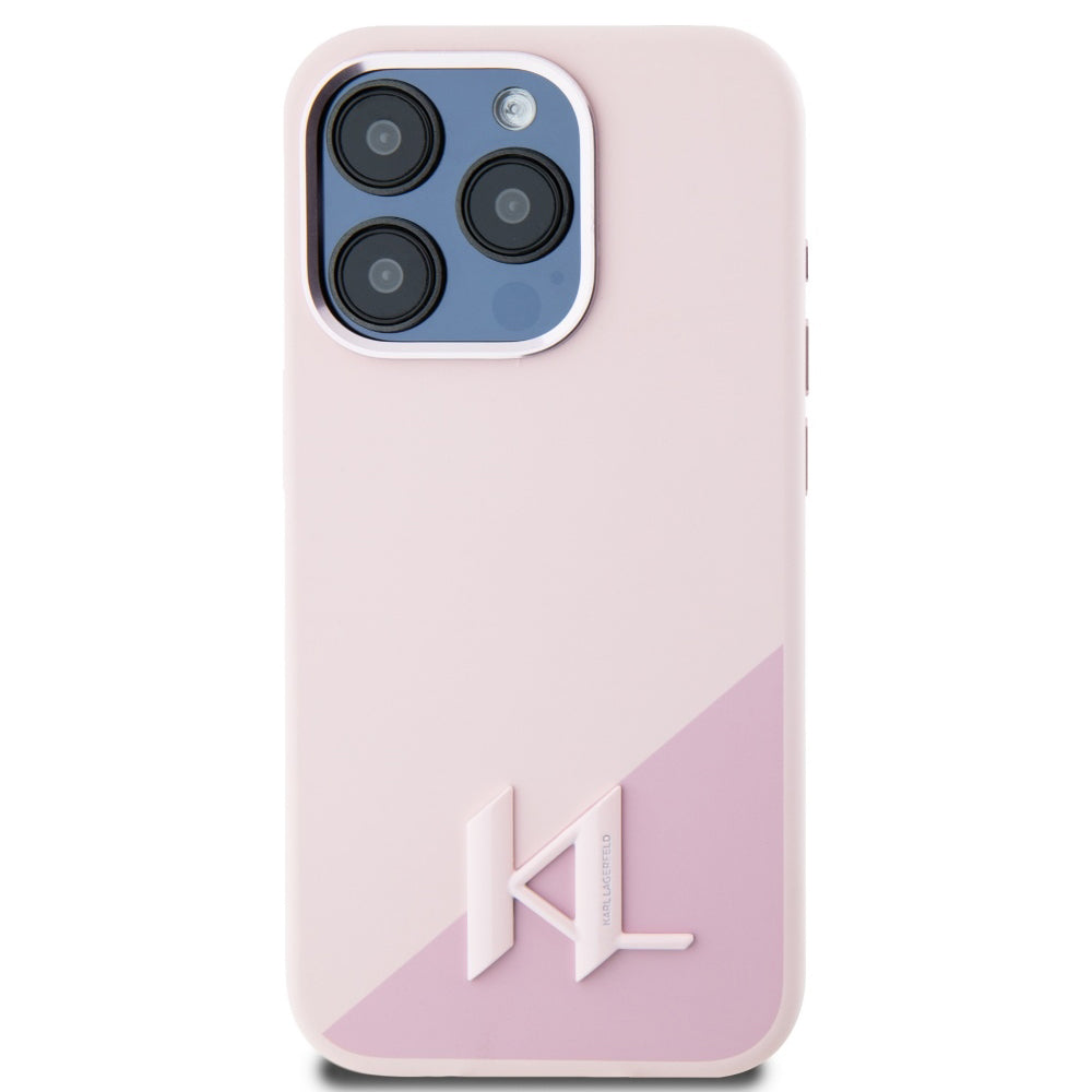 Karl Lagerfeld - Silicone MagSafe (KLHMP15LSCMKMPCP) - iPhone 15 Pro - Pink Shadow Metal Initial