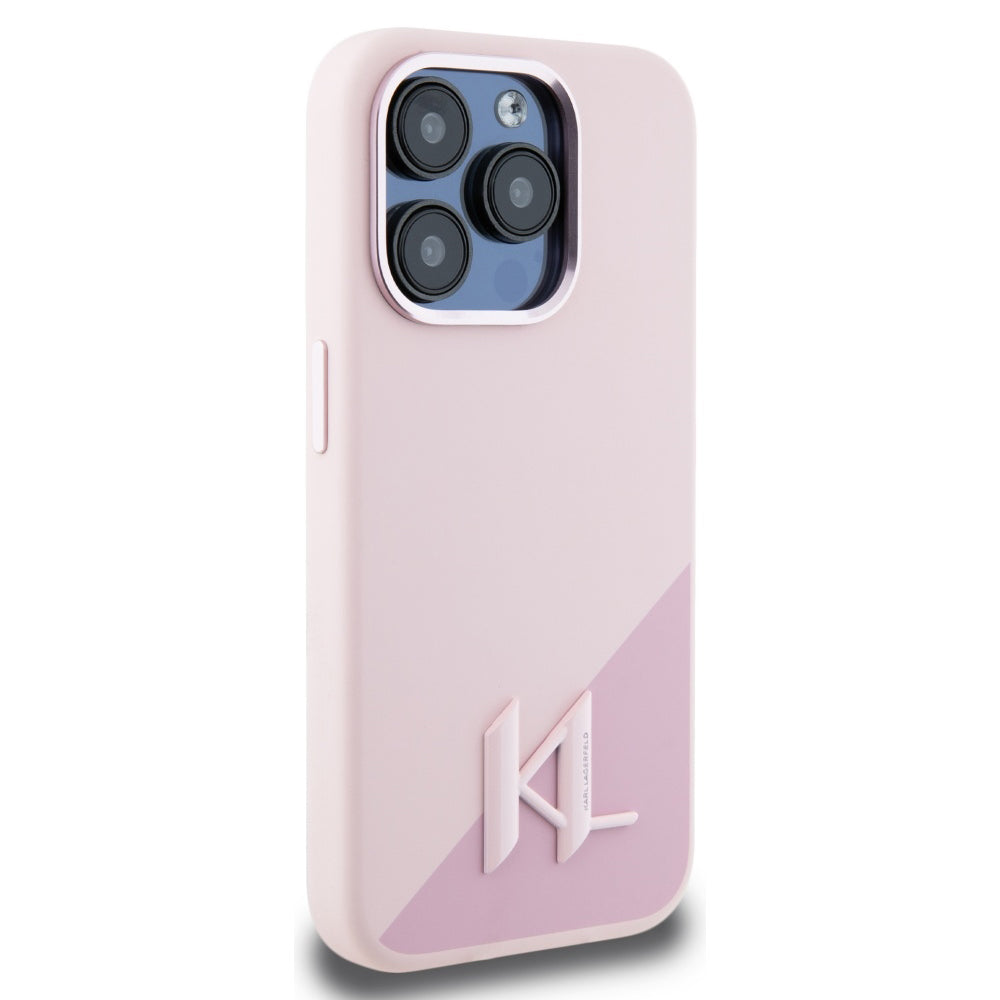 Karl Lagerfeld - Silicone MagSafe (KLHMP15LSCMKMPCP) - iPhone 15 Pro - Pink Shadow Metal Initial