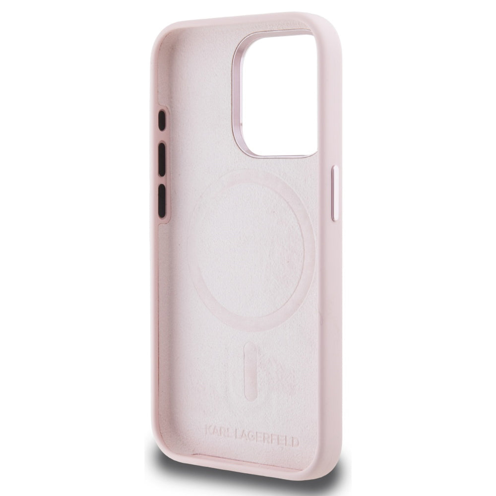 Karl Lagerfeld - Silicone MagSafe (KLHMP15LSCMKMPCP) - iPhone 15 Pro - Pink Shadow Metal Initial
