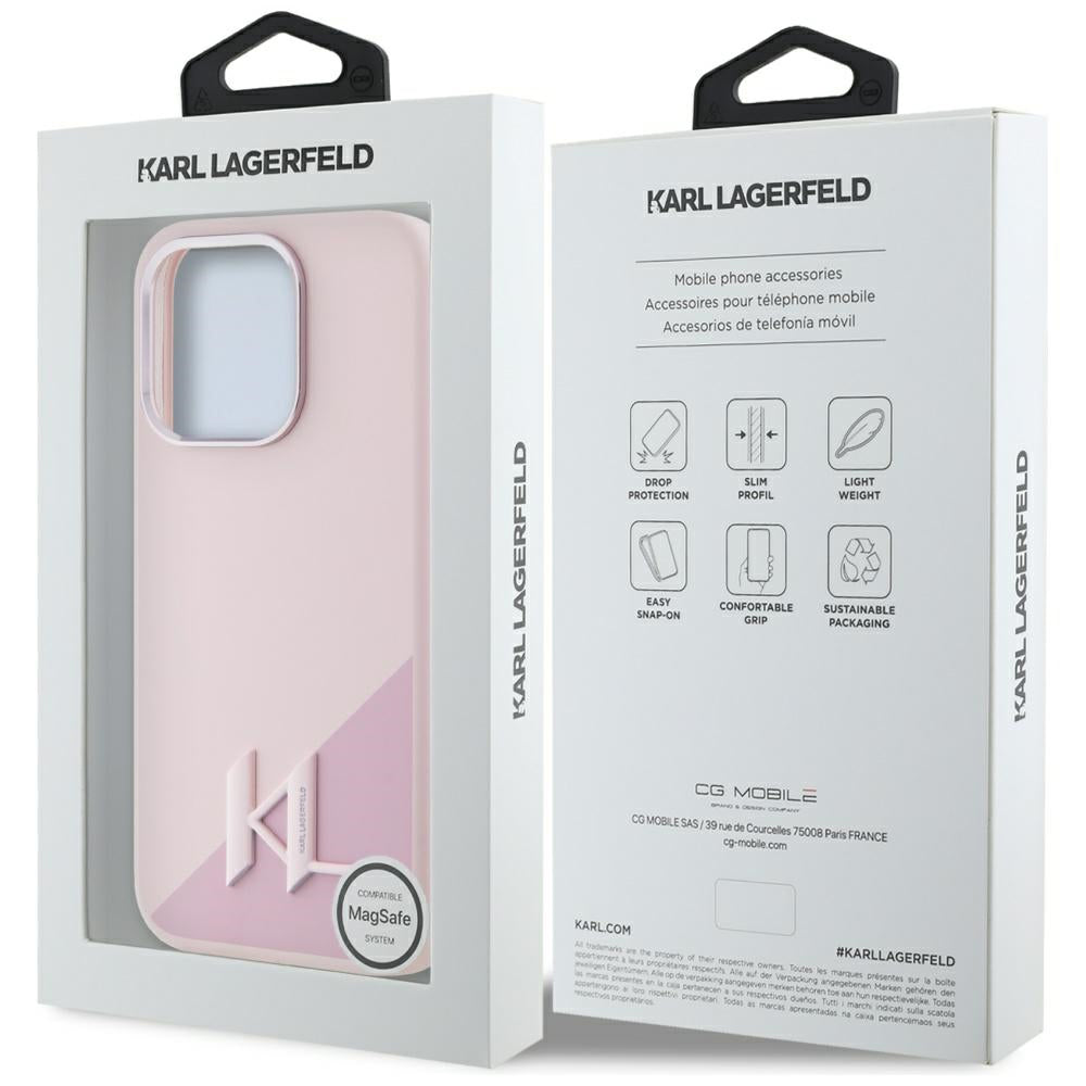 Karl Lagerfeld - Silicone MagSafe (KLHMP15LSCMKMPCP) - iPhone 15 Pro - Pink Shadow Metal Initial