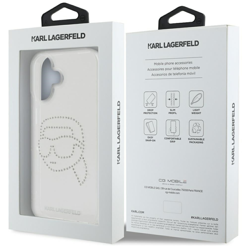 Karl Lagerfeld - IML Rhinestones (KLHCP16SHKHDCELT) - iPhone 16 - Karl Head Transparent