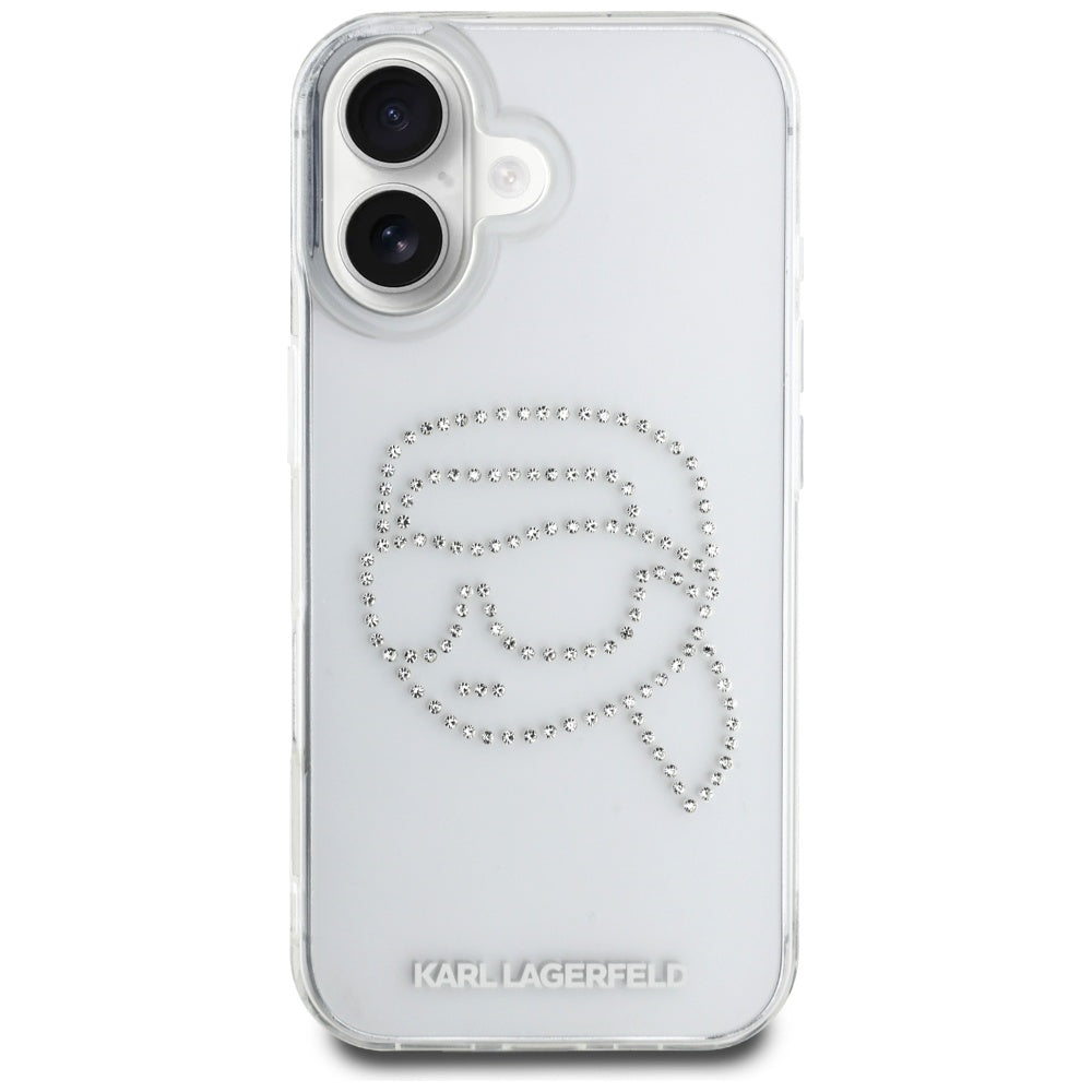 Karl Lagerfeld - IML Rhinestones (KLHCP16SHKHDCELT) - iPhone 16 - Karl Head Transparent
