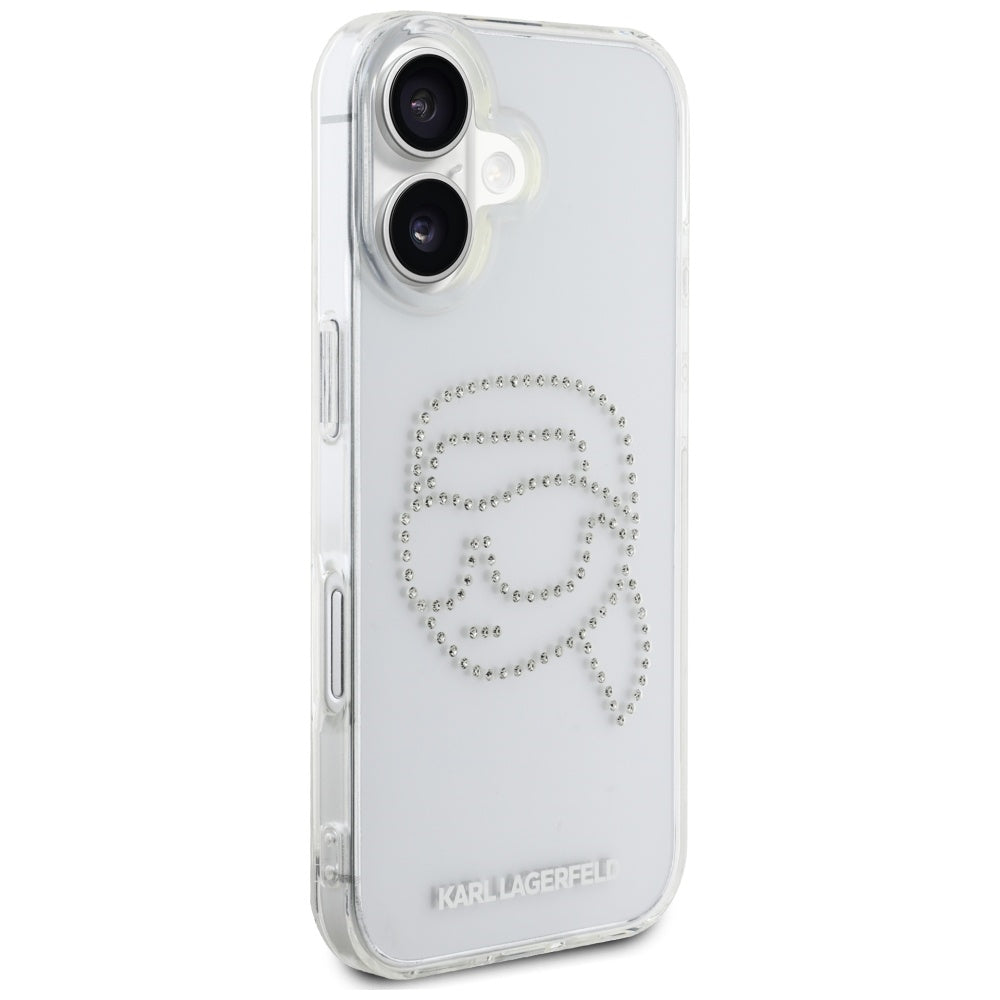 Karl Lagerfeld - IML Rhinestones (KLHCP16SHKHDCELT) - iPhone 16 - Karl Head Transparent