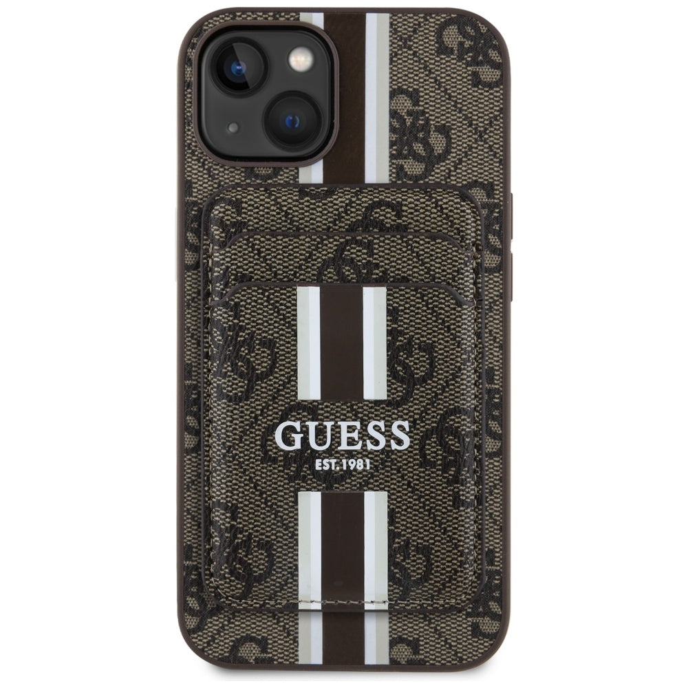 Guess - Cardslot 4G Stripes MagSafe (GUBPHCP15SP4RPSW) - iPhone 15 - Brown