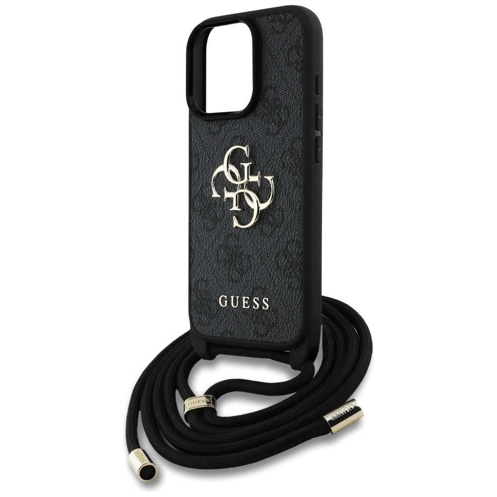 Guess - Hardcase 4G Big Logo with Cord Strap (GUHCP16XP4GMGCRK) - iPhone 16 Pro Max - Black