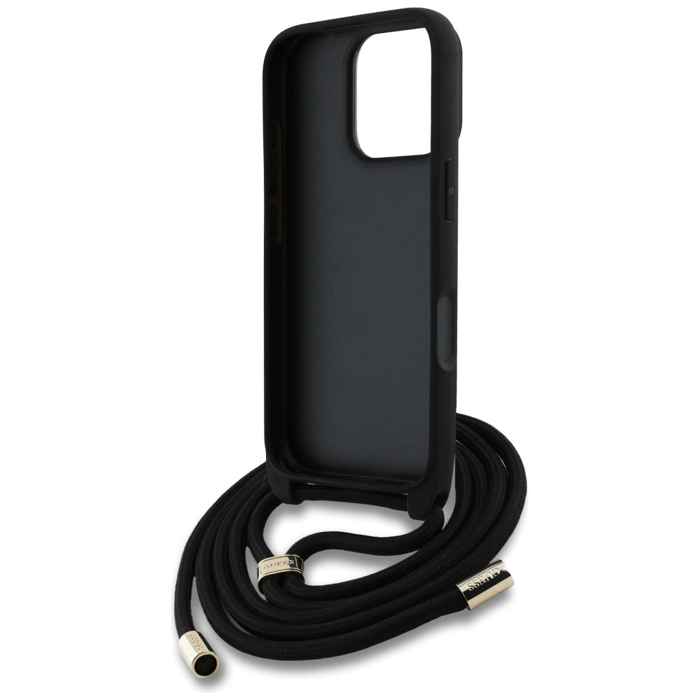 Guess - Hardcase 4G Big Logo with Cord Strap (GUHCP16XP4GMGCRK) - iPhone 16 Pro Max - Black
