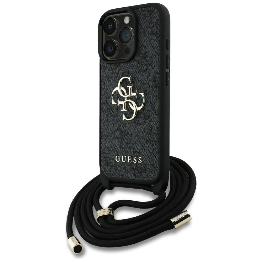 Guess - Hardcase 4G Big Logo with Cord Strap (GUHCP16XP4GMGCRK) - iPhone 16 Pro Max - Black