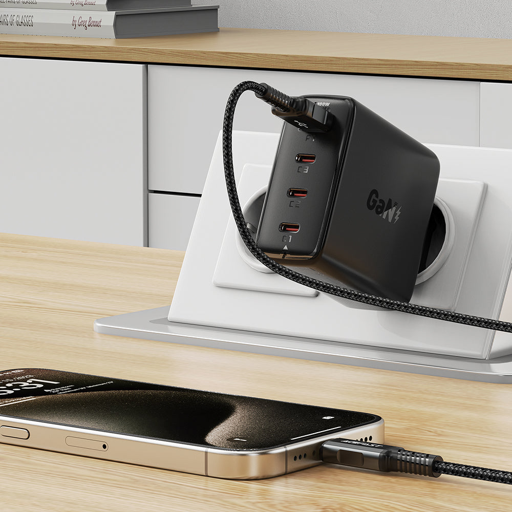 Acefast Incarcator Acefast (A94), Multiport 3x USB-C, USB-A, GaN2 Technology, PD100W, Negru – imagine 6