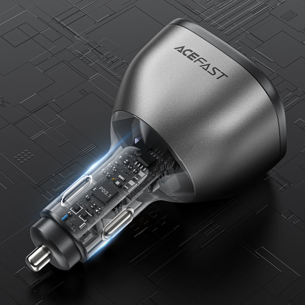 Acefast - Car Charger (B14) - 2x USB-C, USB, 165W, Fast Charging, Intelligent Temperature Control - Black