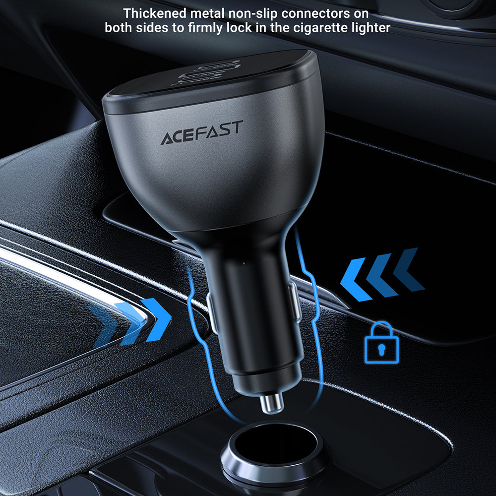 Acefast - Car Charger (B14) - 2x USB-C, USB, 165W, Fast Charging, Intelligent Temperature Control - Black