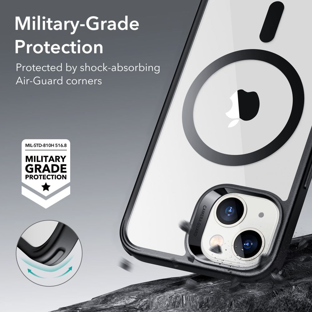 ESR Husa de protectie ESR Classic Hybrid HaloLock compatibil cu iPhone 14 / iPhone 13, Transparent Black – imagine 2