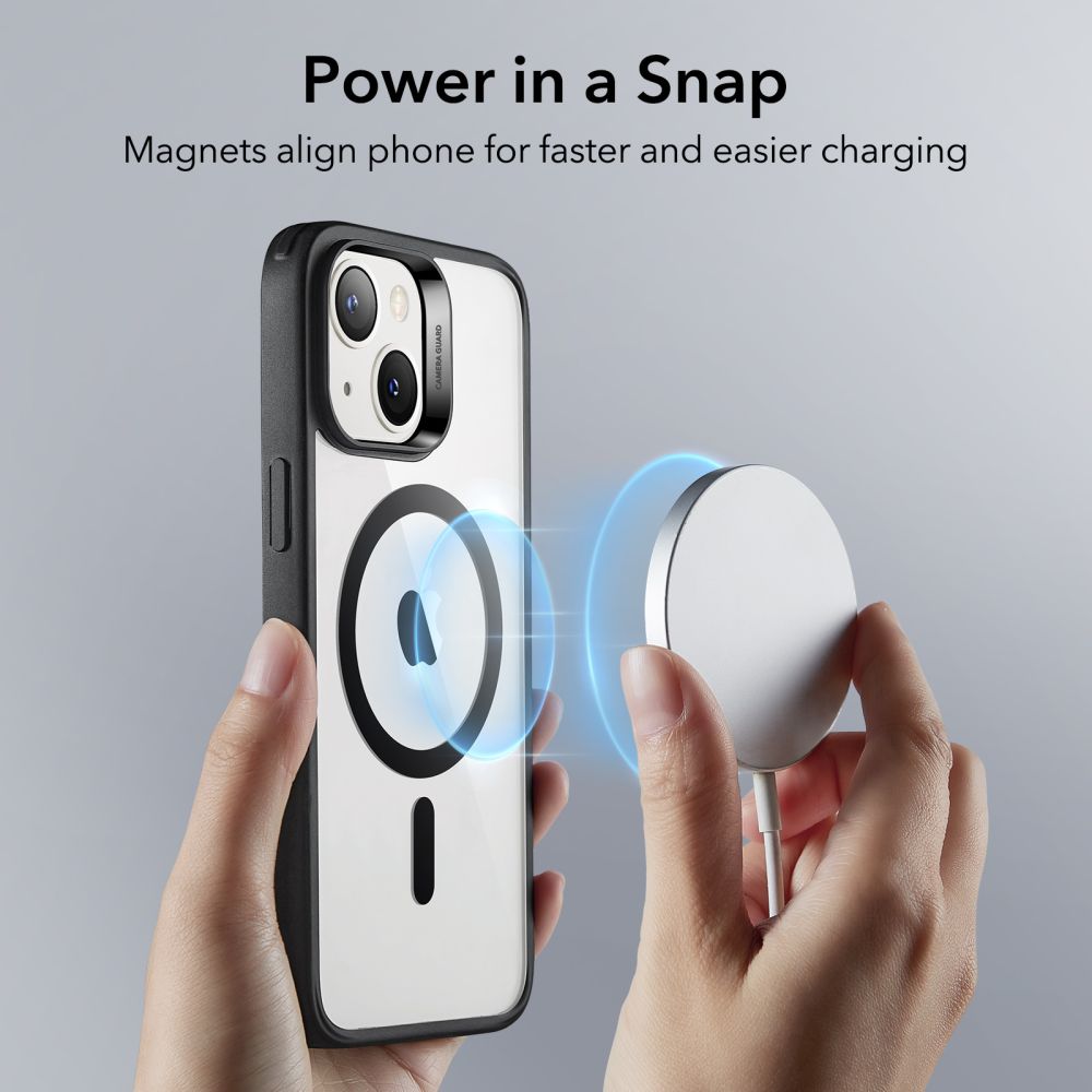 ESR Husa de protectie ESR Classic Hybrid HaloLock compatibil cu iPhone 14 / iPhone 13, Transparent Black – imagine 4