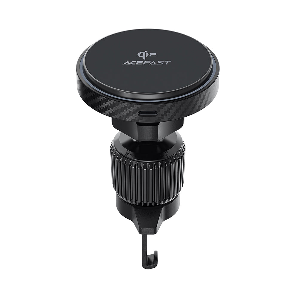 Acefast - Car Holder with Wireless Charging (D33) - for iPhone, Magnetic Grip, for Air Vent, Qi2, LED Light, 15W - Black