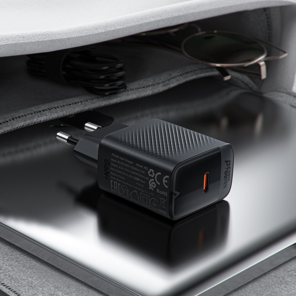 Acefast - Wall Charger (A82) - Type-C, GaN Technology, PD20W, Supports Fast Charging - Black