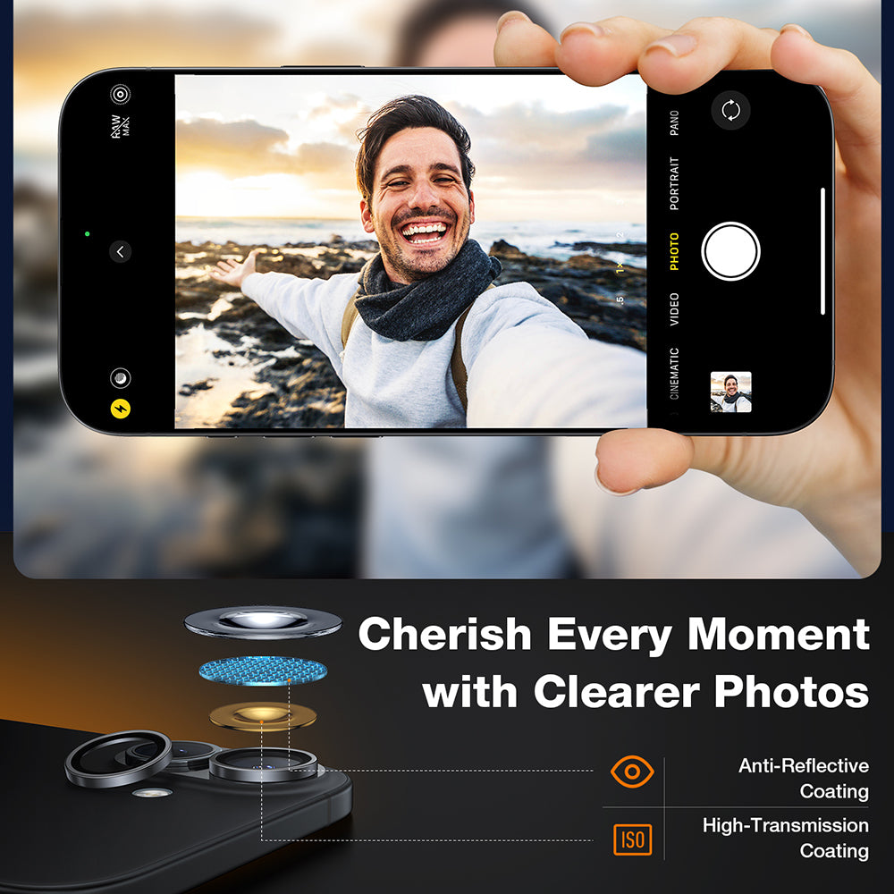 Torras - Lensguard Camera Protector - iPhone 16 / iPhone 16 Plus - Black