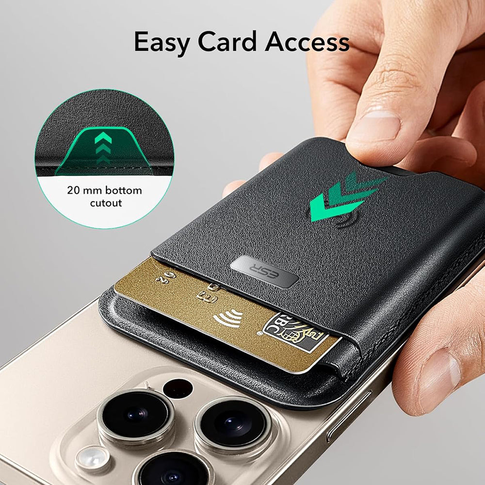 ESR Suport ESR Premium Wallet Classic Geo MagSafe (2K64401), Smart 4 Cards Storage, Made from Artificial Leather, Negru 