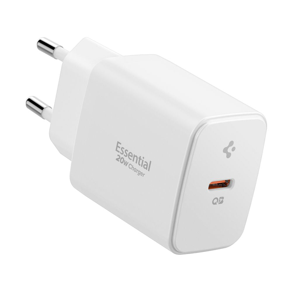 Spigen - Wall Charger Essential EE201EU (ACH08701) - Type-C, GaN, Fast Charging, PD20W, Quantum Boost - White