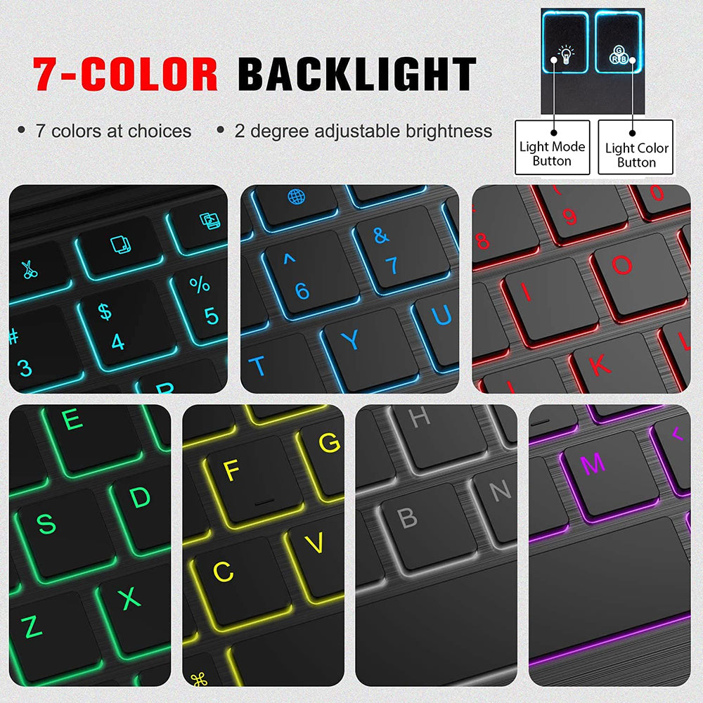 Techsuit - Wireless Keyboard AirKeys (WK1) - for Android, Windows, iOS, Bluetooth, 3 Brightness Levels, 7 colors, Type-C