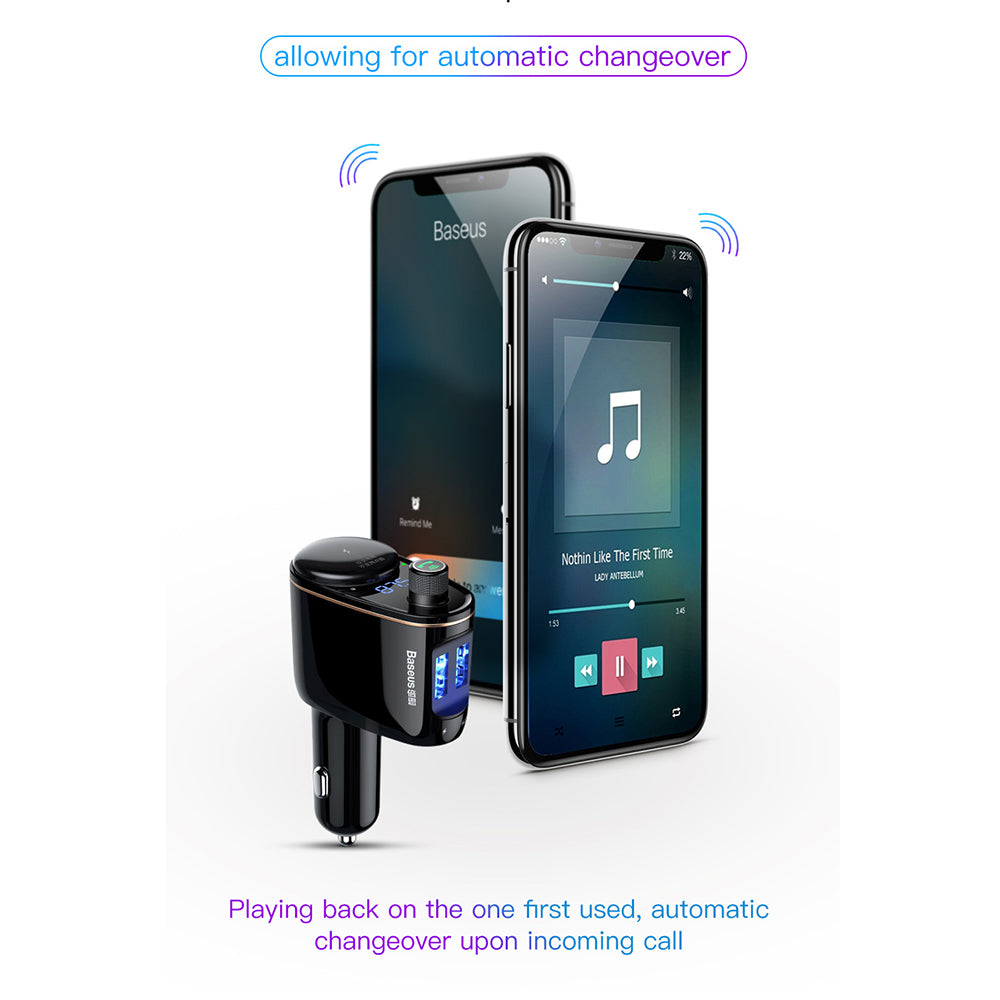 Baseus - Car MP3 Player S-06 (CCHC000001) - Bluetooth FM Transmitter, USB, Cigarette Lighter Socket, Display, 12-24V - B