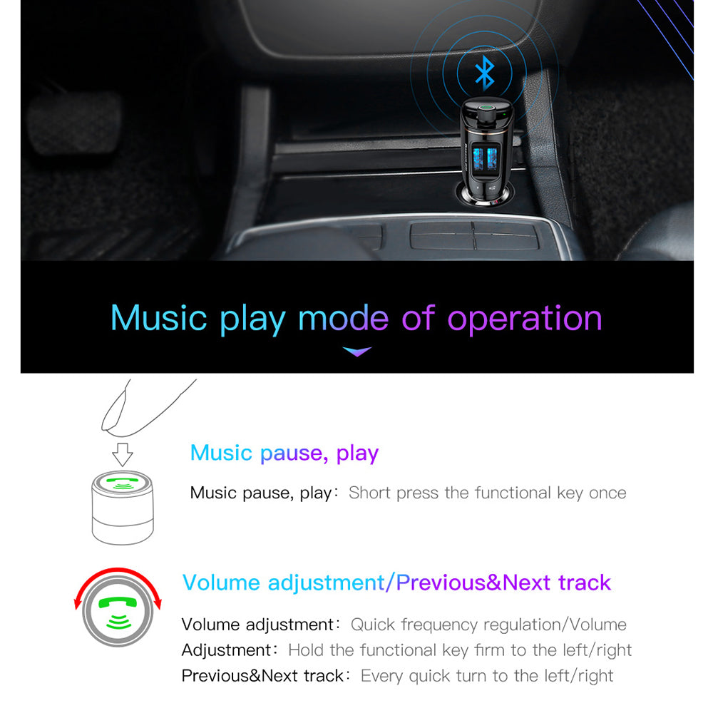 Baseus - Car MP3 Player S-06 (CCHC000001) - Bluetooth FM Transmitter, USB, Cigarette Lighter Socket, Display, 12-24V - B