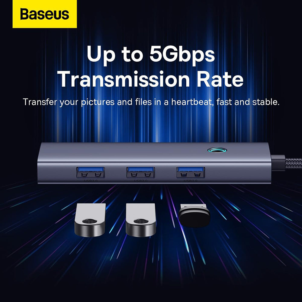 Baseus - Docking Station Lite Series (B0005280A813-03) - Type-C to 4x USB3.0, 5Gbps, Touch Control, Plug-and-Play - Spac