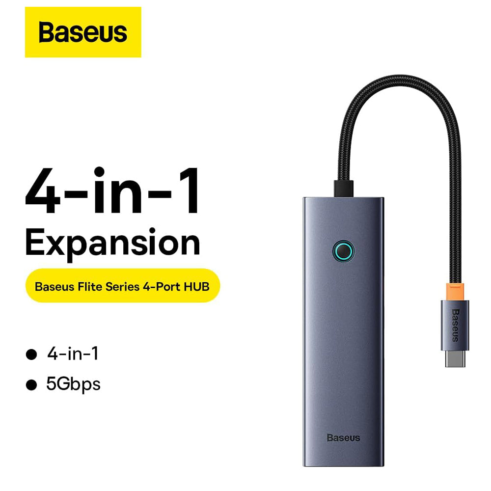 Baseus - Docking Station Lite Series (B0005280A813-03) - Type-C to 4x USB3.0, 5Gbps, Touch Control, Plug-and-Play - Spac