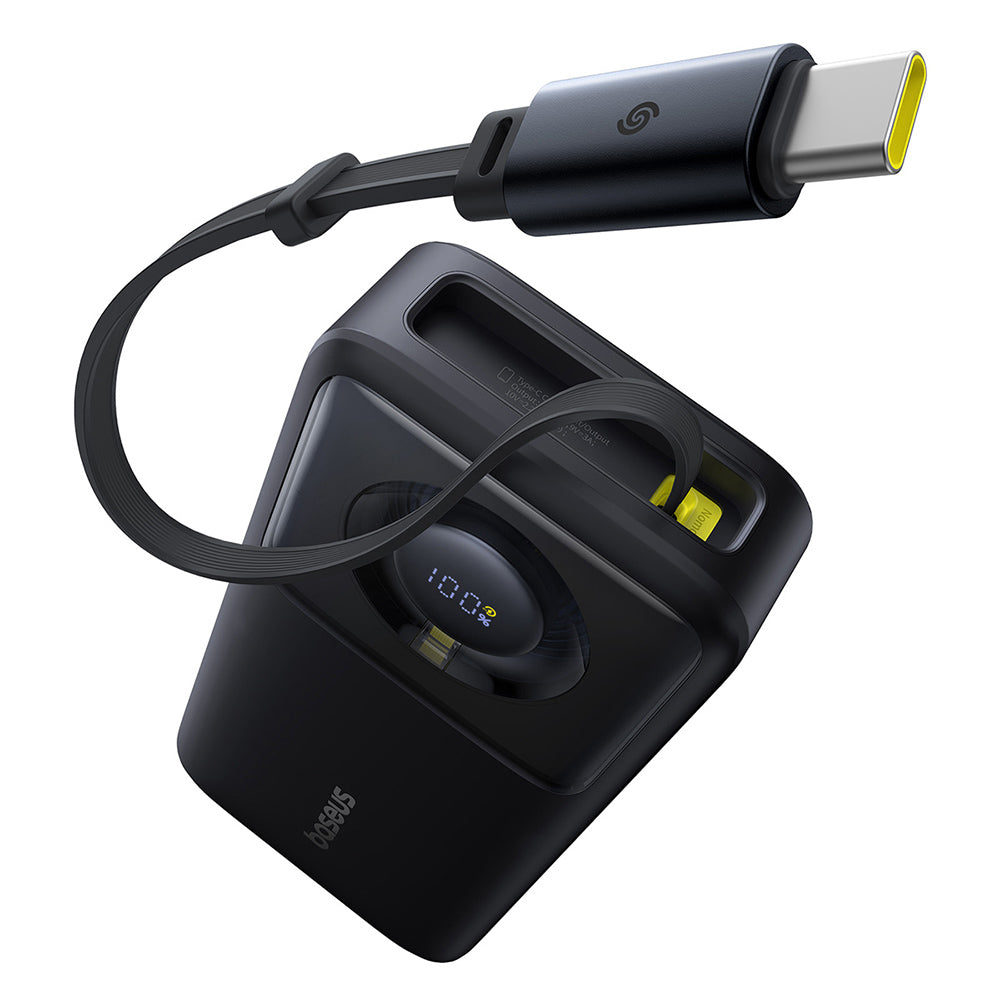Baseus - Power Bank Free2Pull (P10073700123-00) - with Retractable USB-C Cable, Type-C, Display, 20000mAh, 65W, 0.7m - B